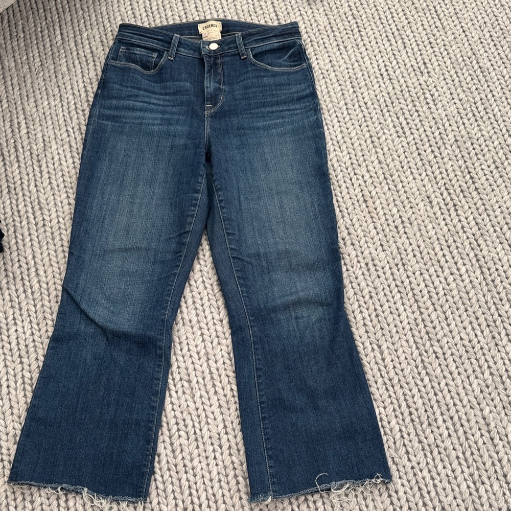 L'AGENCE Dark Blue Wide Leg Jeans
